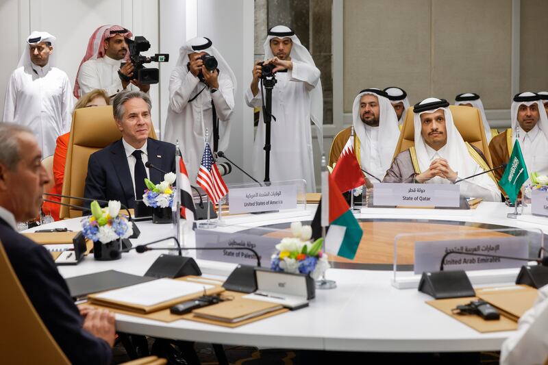 Antony Blinken was attending a summit in Riyadh, Saudi Arabia (Evelyn Hockstein/Pool via AP)
