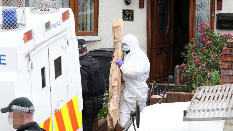A a 45-year-old man has been arrested in north-east England after Semtex explosives and weapons were found in house in the Ballymurphy area of west Belfast. Picture by Mal McCann 