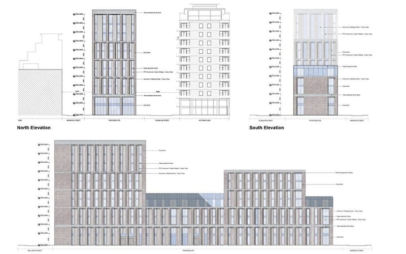 A planning sketch of the proposed student accommodation scheme proposed by Artemis Developments.