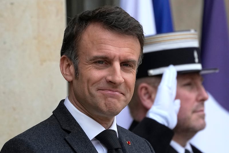 French President Emmanuel Macron said that sending French troops into Ukraine would be a responsibility that lies with Moscow (AP Photo/Michel Euler)