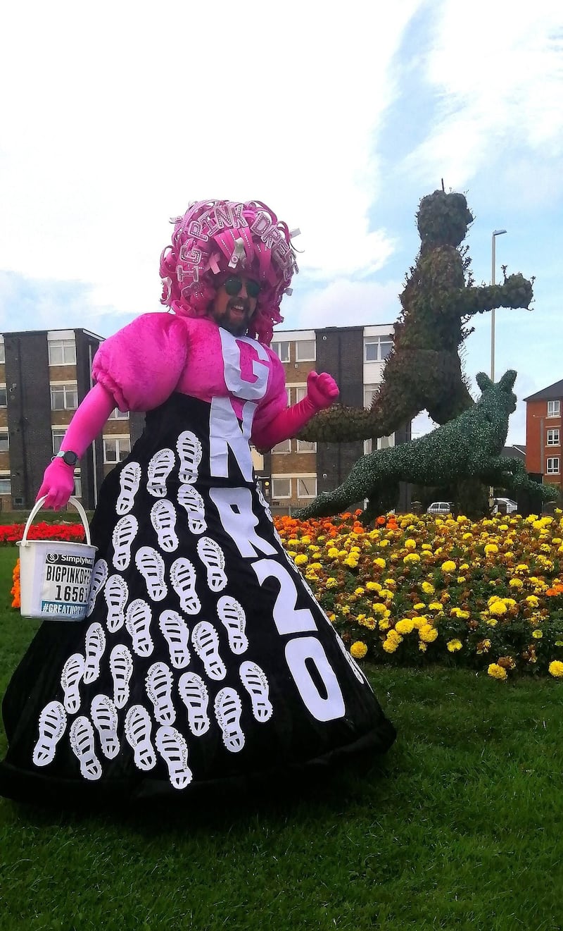 Colin Burgin-Plews, from South Shields, who is known for running various races in a pink dress