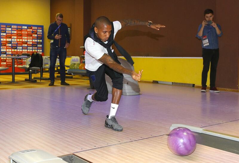 England wing-back Ashley Young bowling during the media access at Repino Cronwell Park