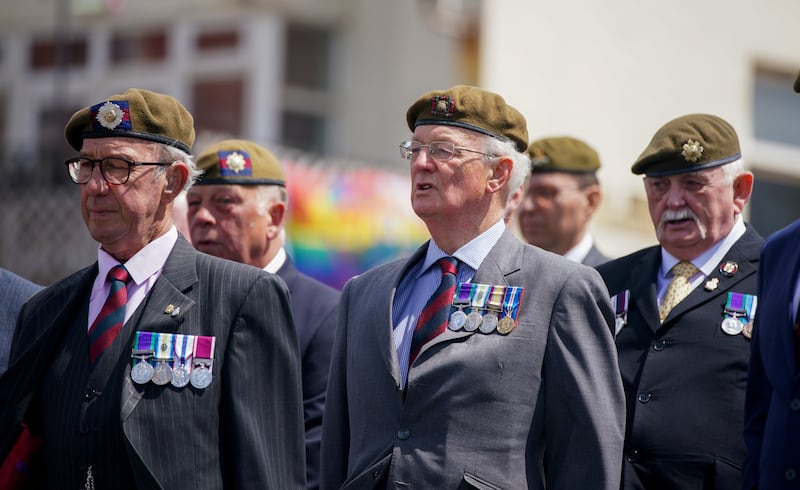 Veterans and members of the 2nd Battalion the Scots Guards, in Blackpool