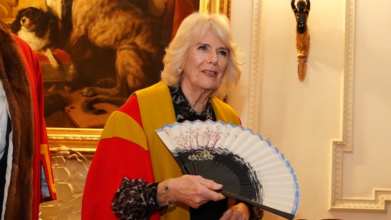 Queen Camilla was presented with a fan designed by Stewart Parvin