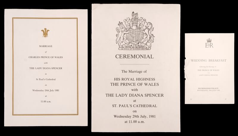 The order of service, ceremonial details and wedding breakfast programme