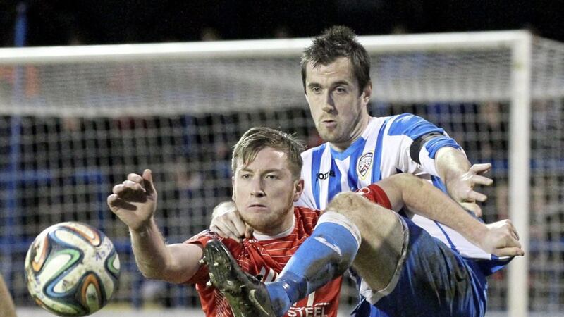 ON THE CHARGE....David Ogilby and his Coleraine teammates have now made it six league wins from six Photo by David Maginnis/Pacemaker Press 