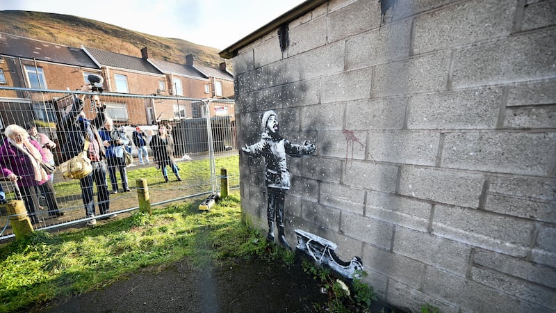 Steelworker Ian Lewis is ramping up security to protect the stencilled artwork but has yet to receive any bids for it.