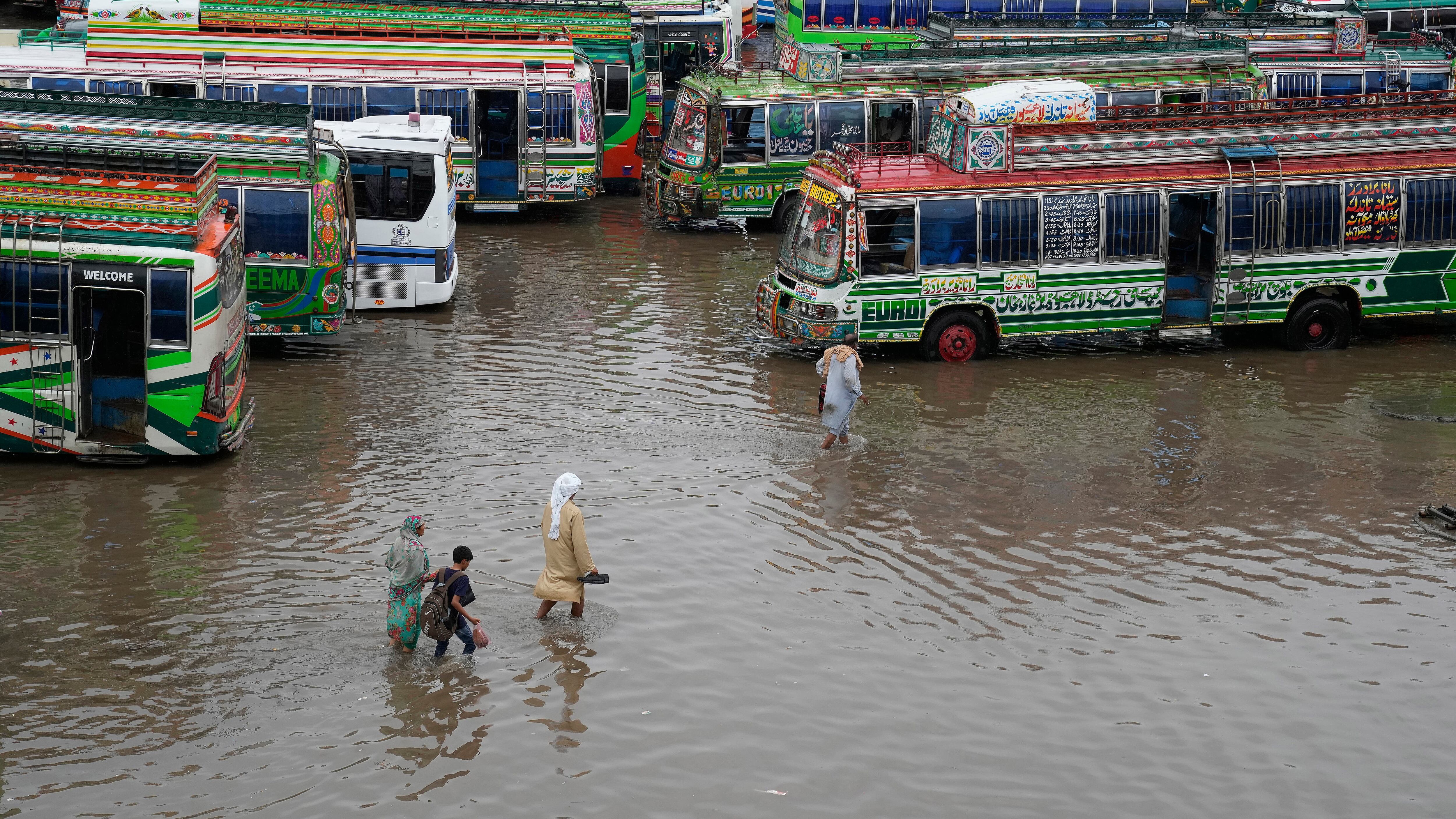 Heavy monsoon rains have lashed Pakistan, killing more than 90 people. 14,000 have been evacuated from villages in eastern Pakistan (KM Chaudary/AP/PA)