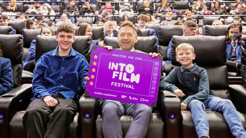 Actor Kenneth Branagh launched the Into Film Festival with a special screening of Belfast at Movie House Cityside. He was joined by cast members Jude Hill and Lewis McAskie at the event, where he encouraged young people to use their creativity and write their own stories 
