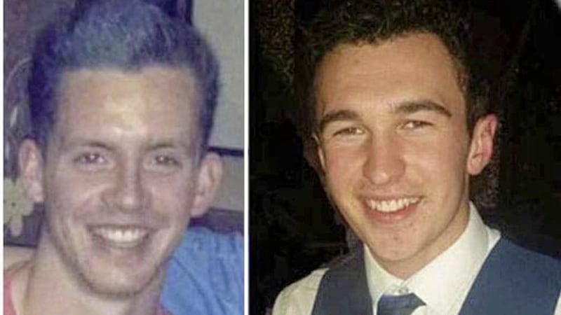 Killian Doherty, left, and Maurice McCloughan were killed in a road crash on the main road to Omagh on December 10 