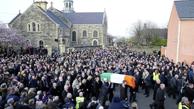 Thousands attended the funeral of former deputy first minister Martin McGuinness at St Columbus Church in Derry. Picture by Mal McCann 