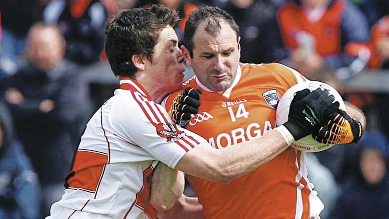 MARKED MAN: Stevie McDonnell has looked back to his imperious best during recent times, and Armagh selector Justin McNulty believes it is up to the other Orchard players to step up to the plate if, as expected, Monaghan set out to limit the Killeavy forward&rsquo;s impact on proceedings. Picture: Colm O&rsquo;Reilly 