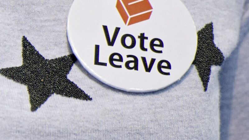 A campaigner wearing a Vote Leave badge as the Electoral Commission has announced that the lead Brexit campaign group Vote Leave has been fined and referred to the police for breaking electoral law. Picture by John Linton, Press Association 