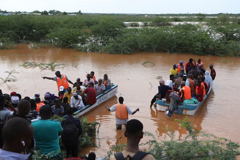 Heavy rains pounding different parts of Kenya have led to dozens of deaths and the displacement of tens of thousands of people (Andrew Kasuku/AP)