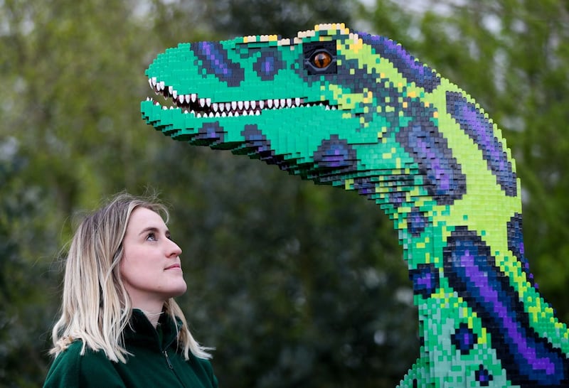 Lego dinosaur sculpture