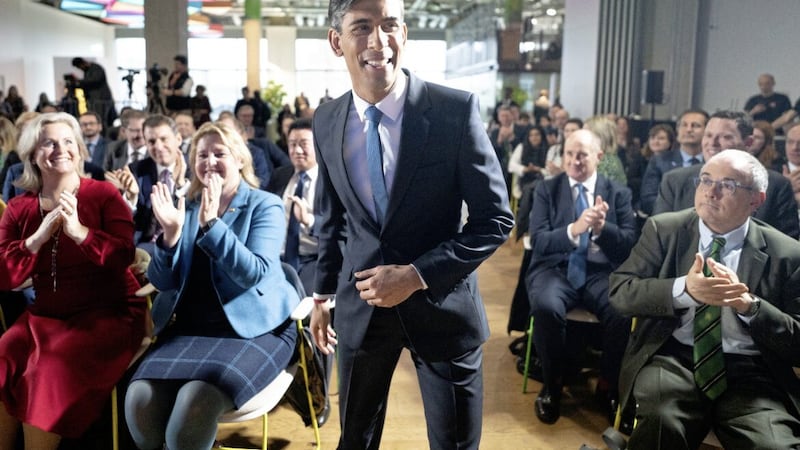 Prime Minister Rishi Sunak arrives to deliver his first major domestic speech of 2023 at Plexal, Queen Elizabeth Olympic Park in east London. Picture by Stefan Rousseau/PA Wire 