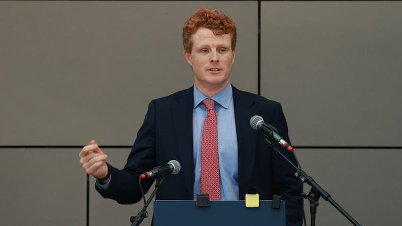 Joseph Kennedy III speaks at the reopening of St Comgall’s School (Liam McBurney/PA)