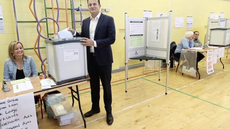 Taoiseach Leo Varadkar casts his vote in the presidential election 