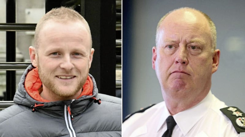 Loyalist blogger Jamie Bryson, and right, PSNI chief constable George Hamilton 