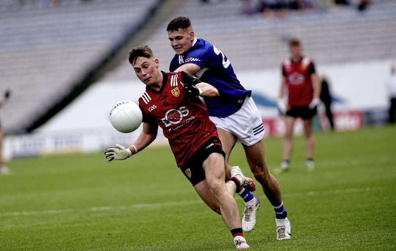 Ceilum Doherty pictured in action as Down defeated Laois 8-16 to 2-12 in the Tailteann Cup semi-final. Picture Seamus Loughran