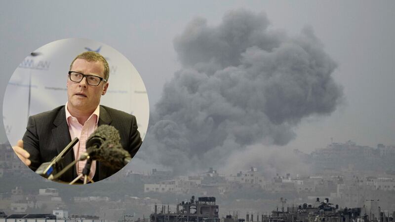 Smoke rises following an Israeli airstrike in the Gaza Strip on Sunday (AP Photo Leo Correa). Kevin Winters (inset) is among the legal practitioners and academics from the north who have joined 800 legal professionals in signing a letter calling for the UK Government to press for an immediate ceasefire in Gaza.