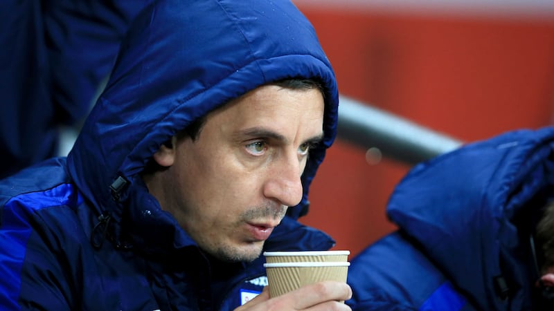 Gary Neville on the sidelines during England's defeat to Holland on Tuesday night<br />Picture by PA&nbsp;