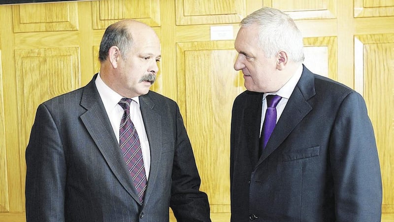 David Ervine (left) leader of the Progressive Unionist Party meeting Taoiseach Bertie Ahern in Dublin in 2005. File picture by Niall Carson, Press Association 
