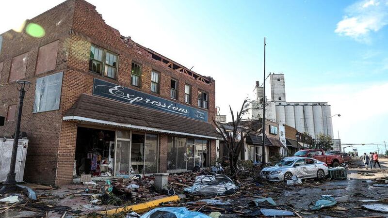 The main street of Perryton, Texas, was severely damaged by the tornado (AP Photo/David Erickson)