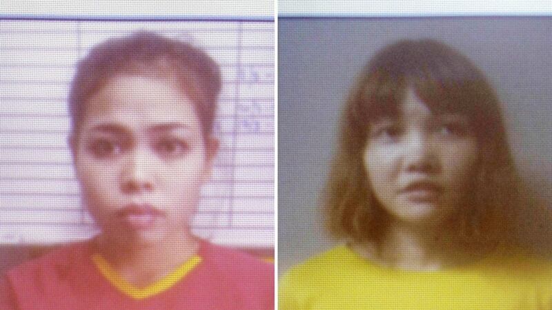 Detained Indonesian suspect Siti Aisyah, left, and detained Vietnamese suspect Doan Thi Huong. Picture by Royal Malaysia Police via Associated Press 