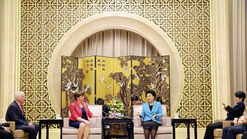 Former First Minister Arlene Foster pictured at her meeting with Chinese Vice Premier Madam Liu Yandong at the Dongzhou State Guest House in Shanghai. Photo by Kelvin Boyes, Press Eye 