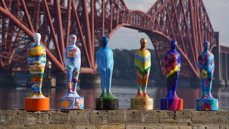Sculptures painted by artists from around the UK to thank key workers were spotted in Edinburgh ahead of an exhibition taking place on Friday.