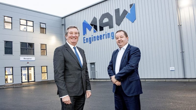 MAW managing director Mark Cuskeran (right) with Bill Montgomery from Invest NI. Photo: Andrew Towe 