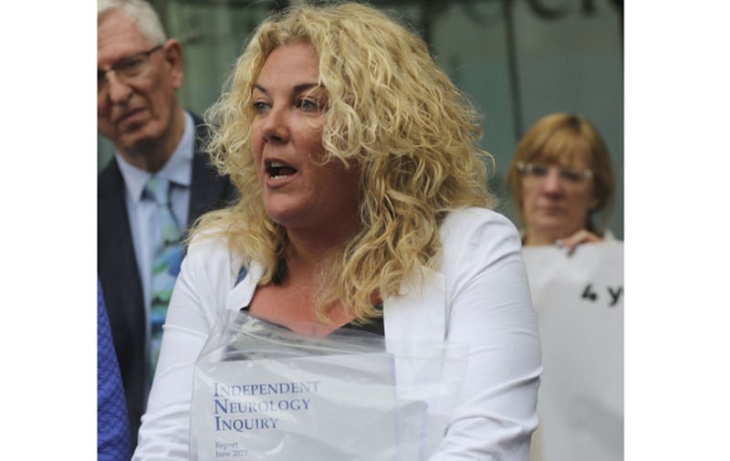 Danielle O'Neill, a former patient of Dr Michael Watt, pictured at the launch of the Independent Neurology Inquiry report in Belfast today. Picture by Hugh Russell&nbsp;