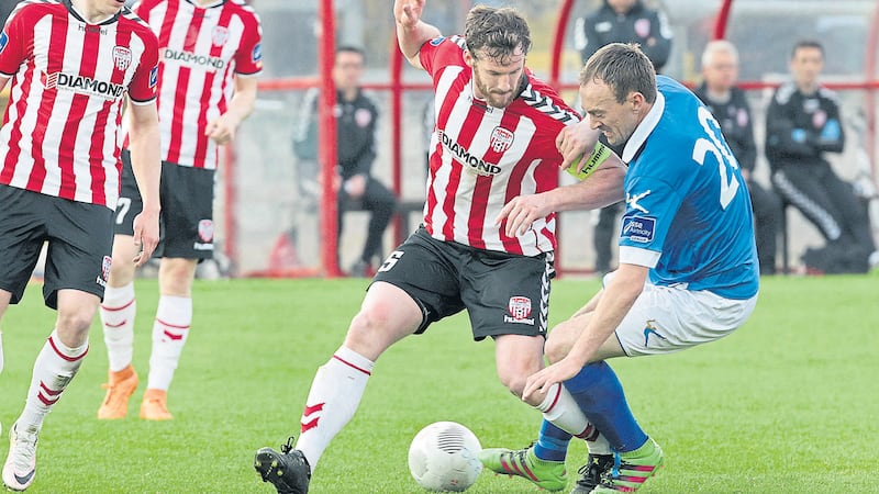 Derry City&rsquo;s Ryan McBride is one of a number of injury worries for Derry ahead of tonight&rsquo;s derby meeting in Ballybofey<br />Picture by Margaret McLaughlin