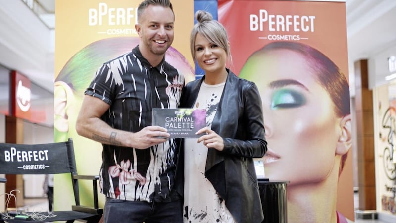 BPerfect founder and managing director Brendan McDowell with British make-up artist Stacey Marie 