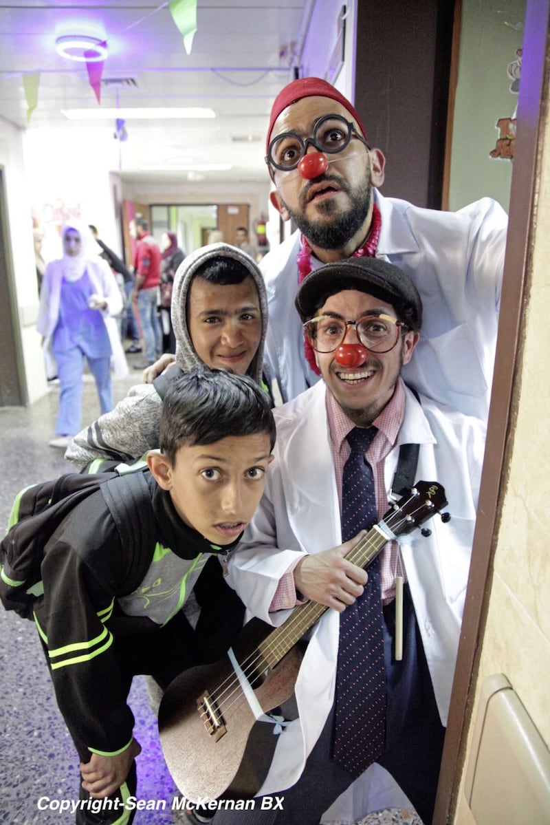 Clowning around with members of Red Noses Palestine Picture: Sean McKernan