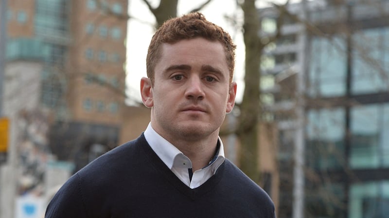 Ulster and Ireland rugby player Paddy Jackson arrives at court this morning&nbsp;
