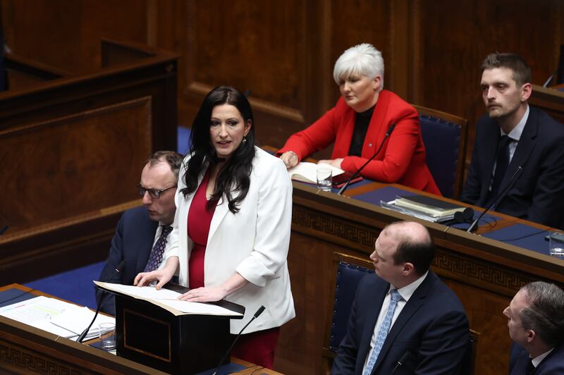 DUP MLA Emma Little-Pengelly speaking after she had been nominated to serve as Northern Ireland’s next deputy First Minister