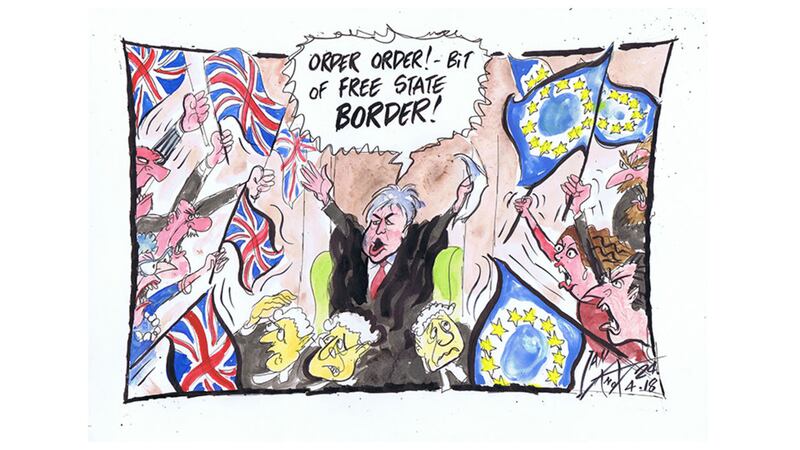 Ian Knox cartoon 24/4/18: The debate on the single customs area looks set to be lively&nbsp;