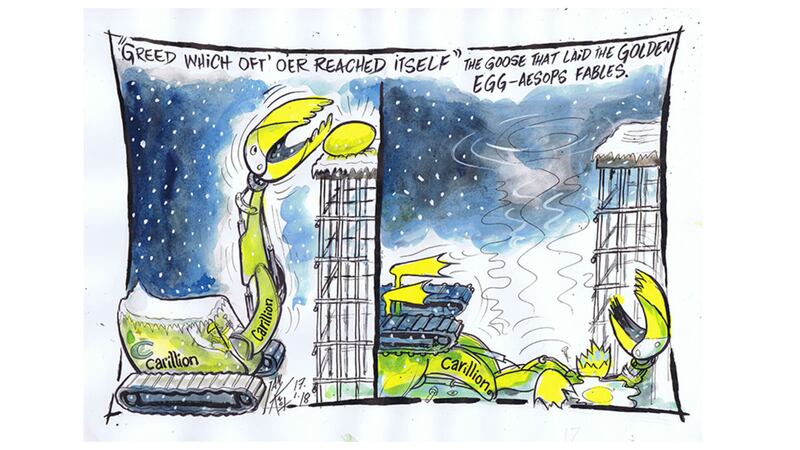 Ian Knox cartoon 17/1/17: Britain's second biggest construction company collapses&nbsp;