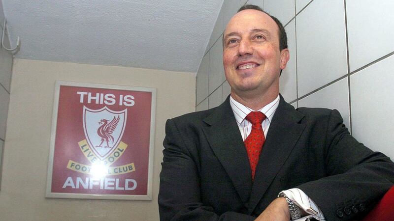Rafael Benitez pictured at Anfield after being appointed manager of the Merseyside giants. He led the Reds to the Champions League title in 2005&nbsp;