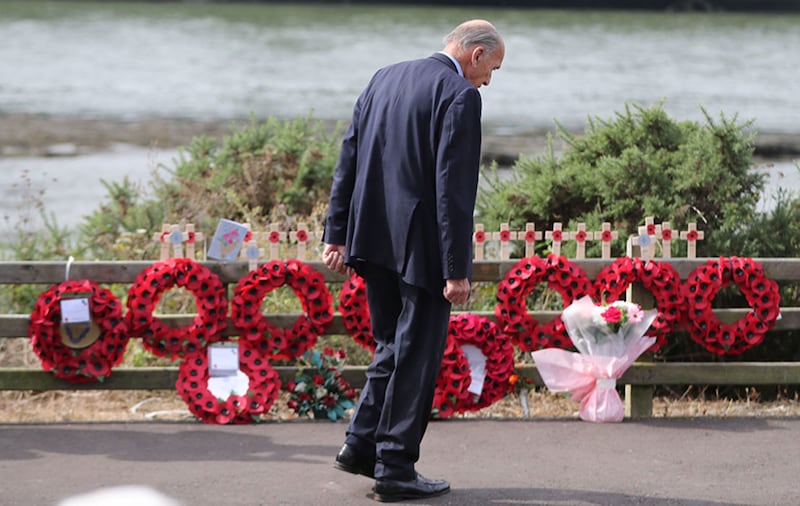 General Sir Mike Jackson takes part in a service held at Narrow Water close to Warrenpoint in Co Down to mark the 40th anniversary of the death of 18 British soldiers on August 27, 1979&nbsp;