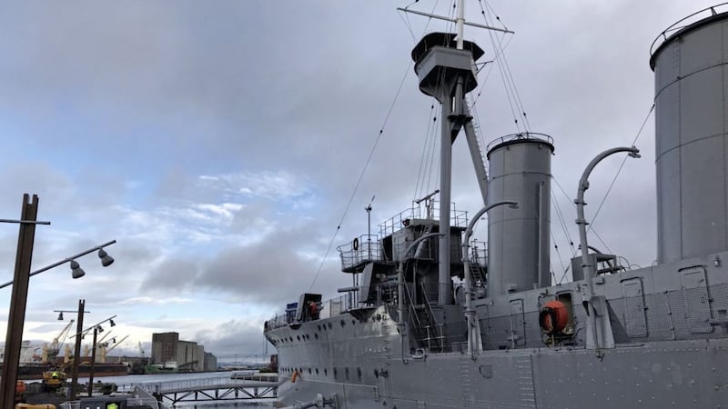 The HMS Caroline docked in Belfast 
