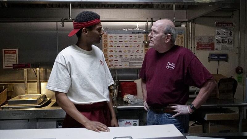 The Last Shift: Shane Paul McGhie as Jevon and Richard Jenkins as Stanley 