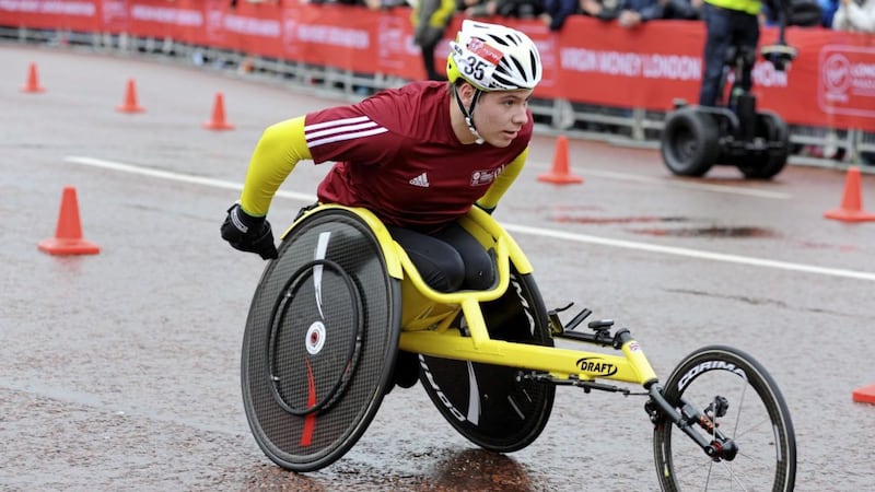 Wheelchair athlete Jack Agnew in action 