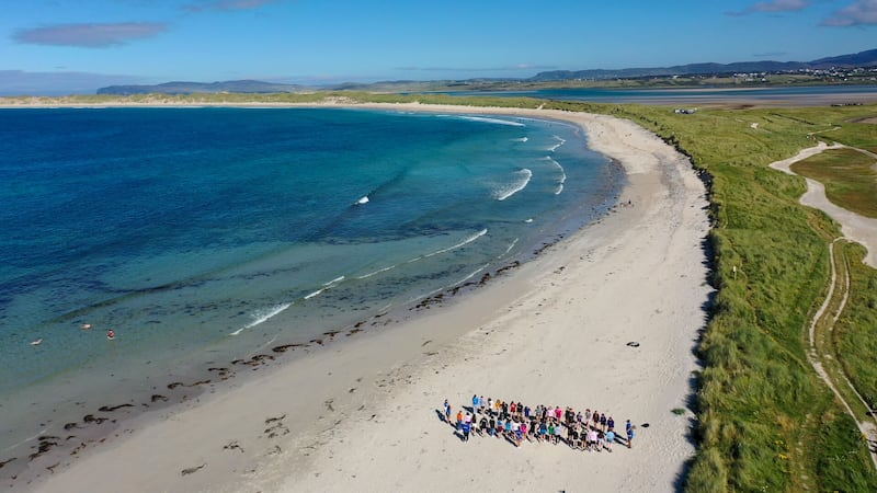 Gaeltacht pupils on Magheraroarty Beach in Donegal
