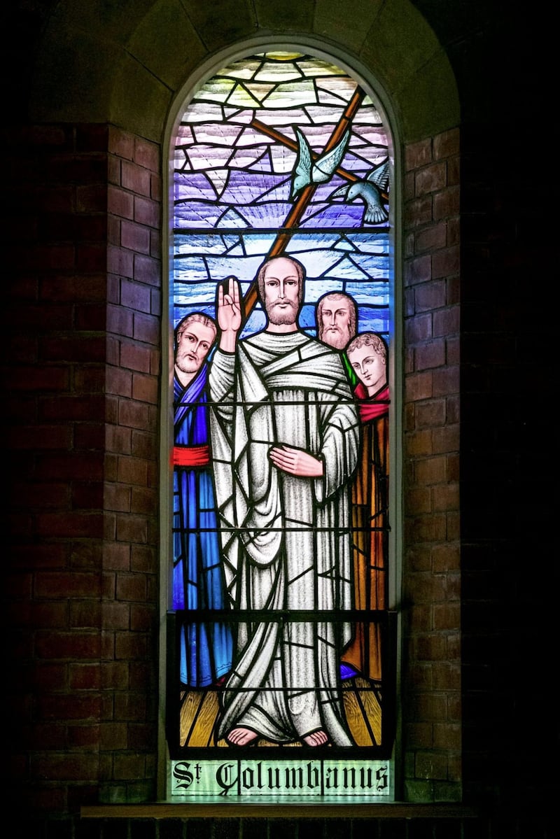 The great Irish missionary St Columbanus, captured here in the stained glass of Ballyholme Parish Church in Bangor, left an indelible mark on Ireland and Europe. Picture by Liam McBurney/PA Wire 