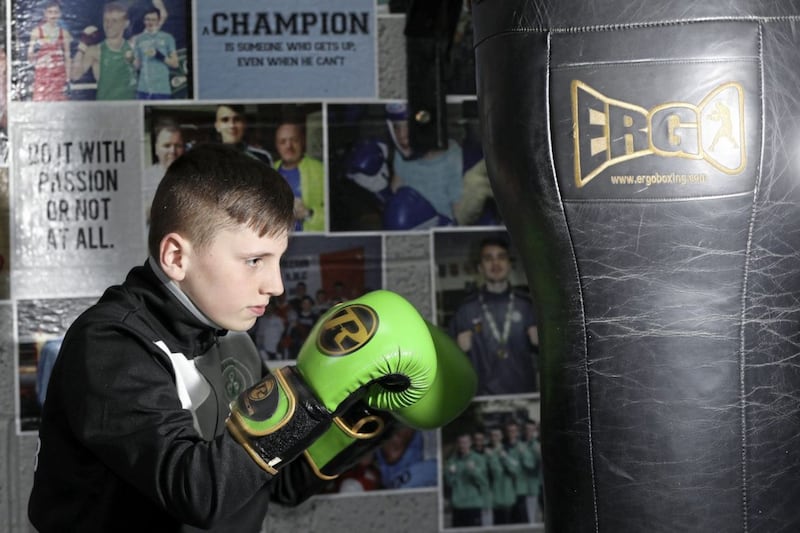 Odhran Magennis has been boxing for three years, and mother Patricia is also now a coach at Gleann. Picture by Declan Roughan