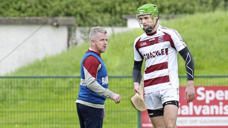 Slaughtneil manager Michael McShane pictured with Chrissy McKaigue.<br /> Picture by Margaret McLaughlin