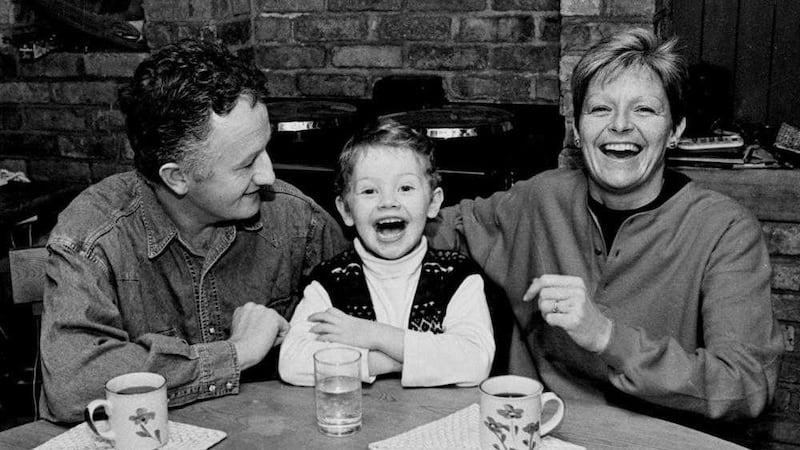 Veronica Guerin, at home with her husband Graham and son Cathal.  Picture by Dara MacDonaill/Sunday Independent 